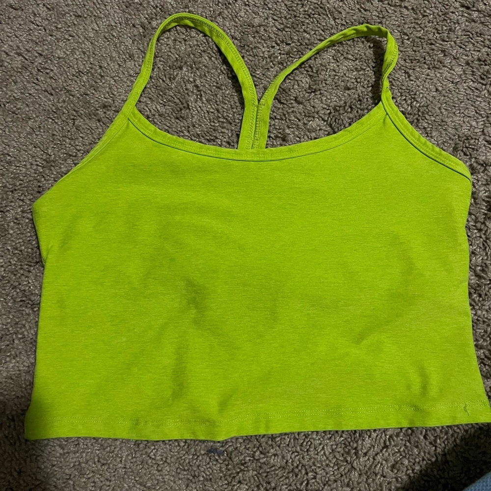 Beyond Yoga Bright Green/Yellow Cropped Tank Size Large